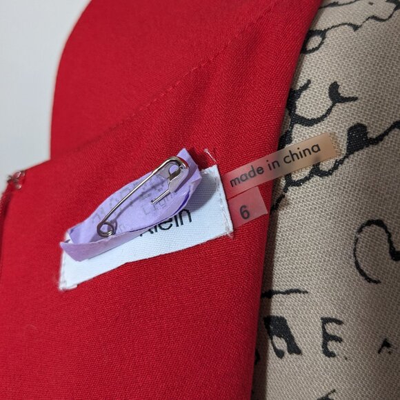 Calvin Klein Women’s Sz 6 Red Sleeveless Sunburst Sheath Dress Style #CD3X1LC7 - Picture 8 of 9